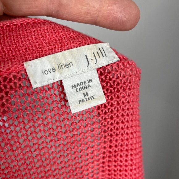 J. Jill Womens 100% LINEN Open Front Cardigan Sweater Size MP Casual Travel Work - Picture 8 of 11